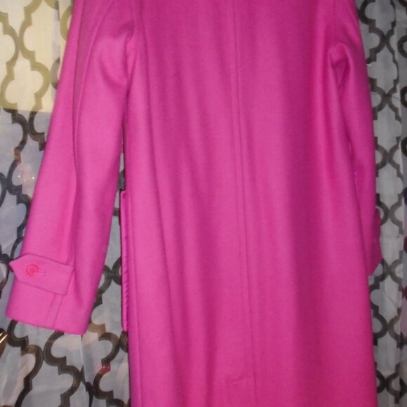 Issac Mizrahi Pink wool coat with hood - Picture 3 of 3